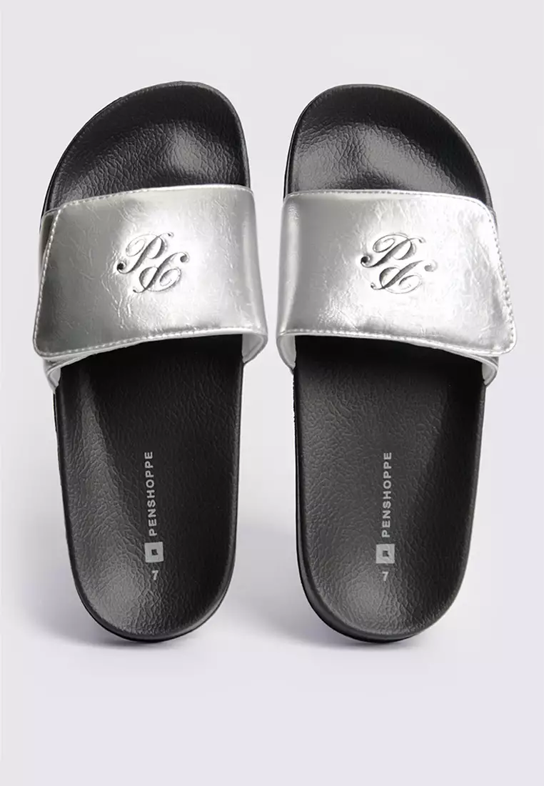 Women's Metallic Leather One Band Slides