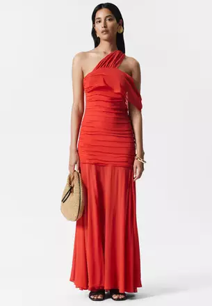 chinese dress ladies Women's Maxi Dress with Big Flower on Top in Rust  Kultura Filipino