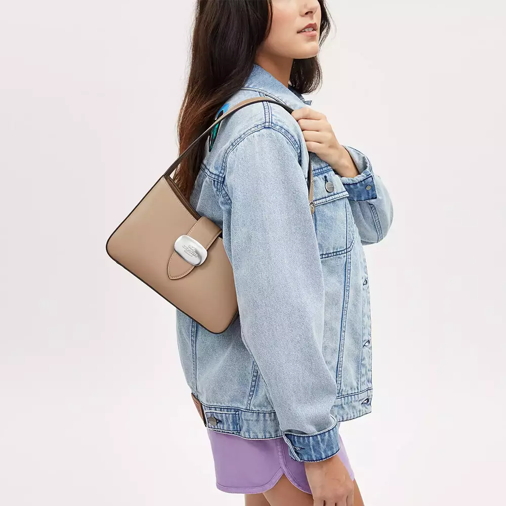 Jual Coach Eliza Shoulder Bag Smooth Leather Taupe Original 2025