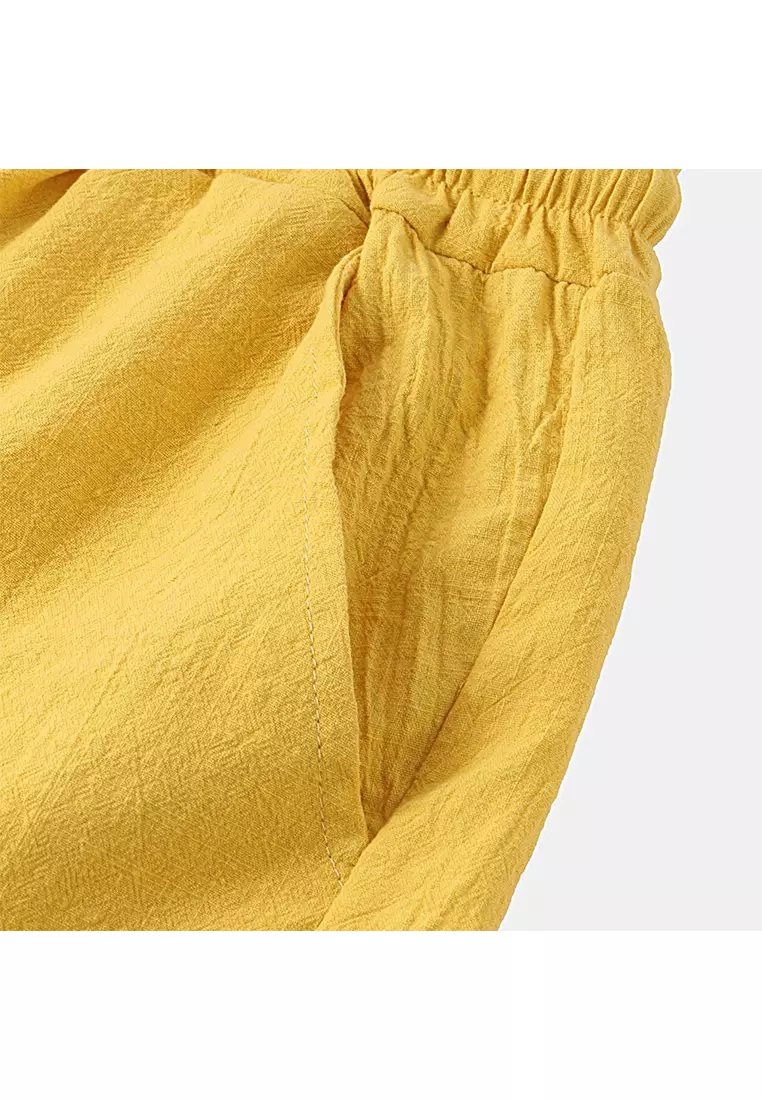 Cotton Linen Solid Color Beach Shorts YL-DK01