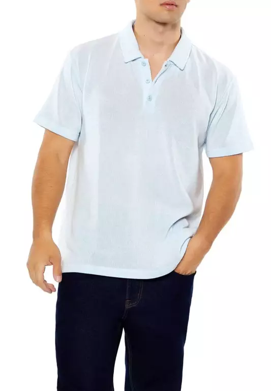 Soft Ribbed Knit Polo Shirt