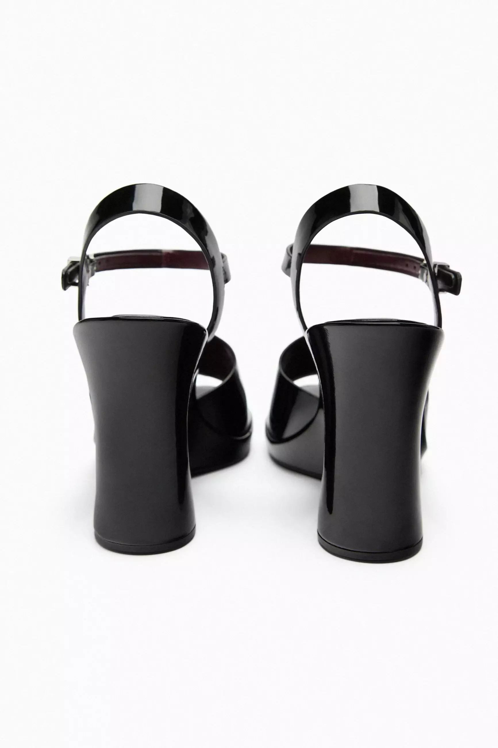 ZARA Patent Finish Wedge Sandals 2025 | Buy ZARA Online