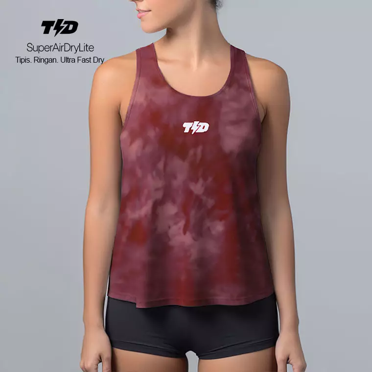 LSD38 Tanktop Crop Gym Weight Lifting "tie dye maroon" superairdrylite