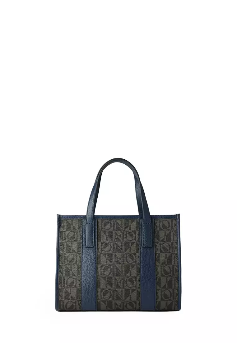 Bonia Navy Erica Small Monogram Tote Bag