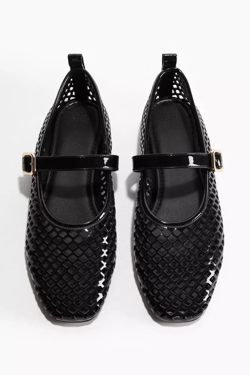 Perforated Mary Jane ballet pumps