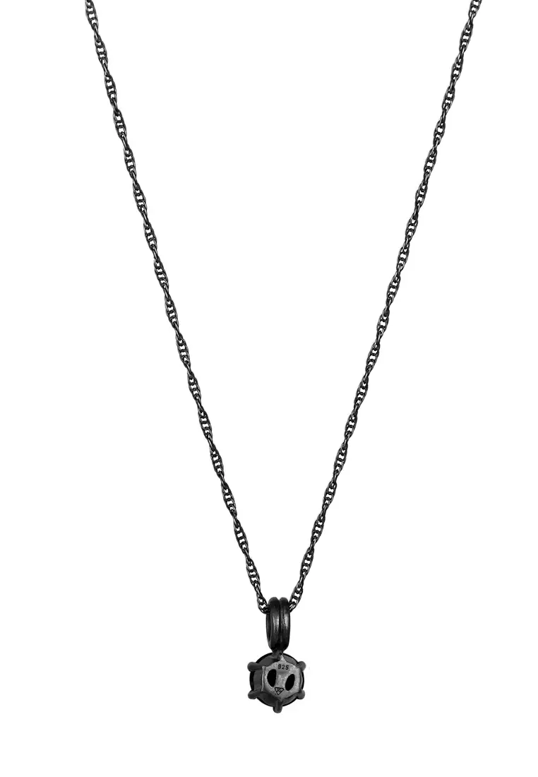 Necklace Men Solitaire Black Embellished with Crystals by Swarovski®