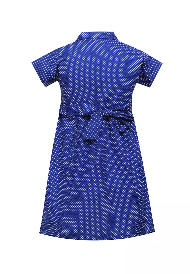 Baju Anak Perempuan Dress Bentari Polkadot Blue Lengan Pendek