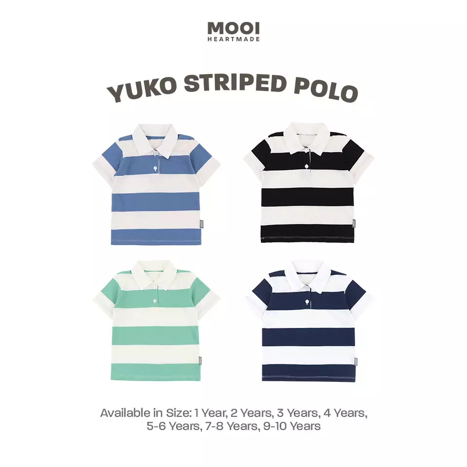 Mooi Kemeja Anak Laki-Laki Yuko Striped Polo - Sage Green