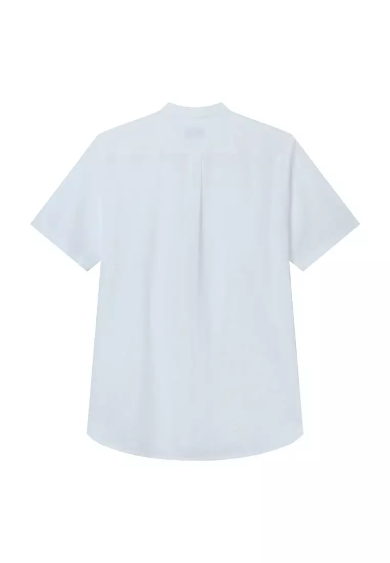 Men's Linen Cotton Slim Short Sleeve Shirt 01046214