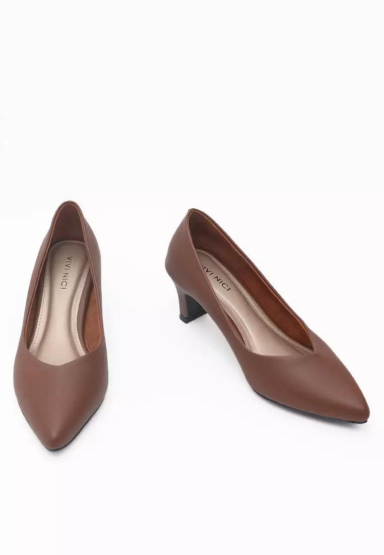 VIVI NICI - Anne Sepatu Wanita Hak 5 cm Downtown Brown