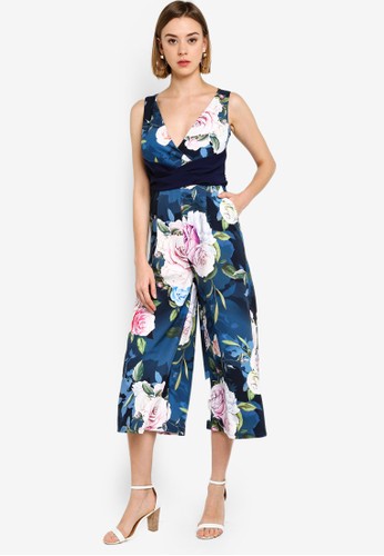 Jual Paper Dolls Navy Culotte Jumpsuit Original Zalora Indonesia
