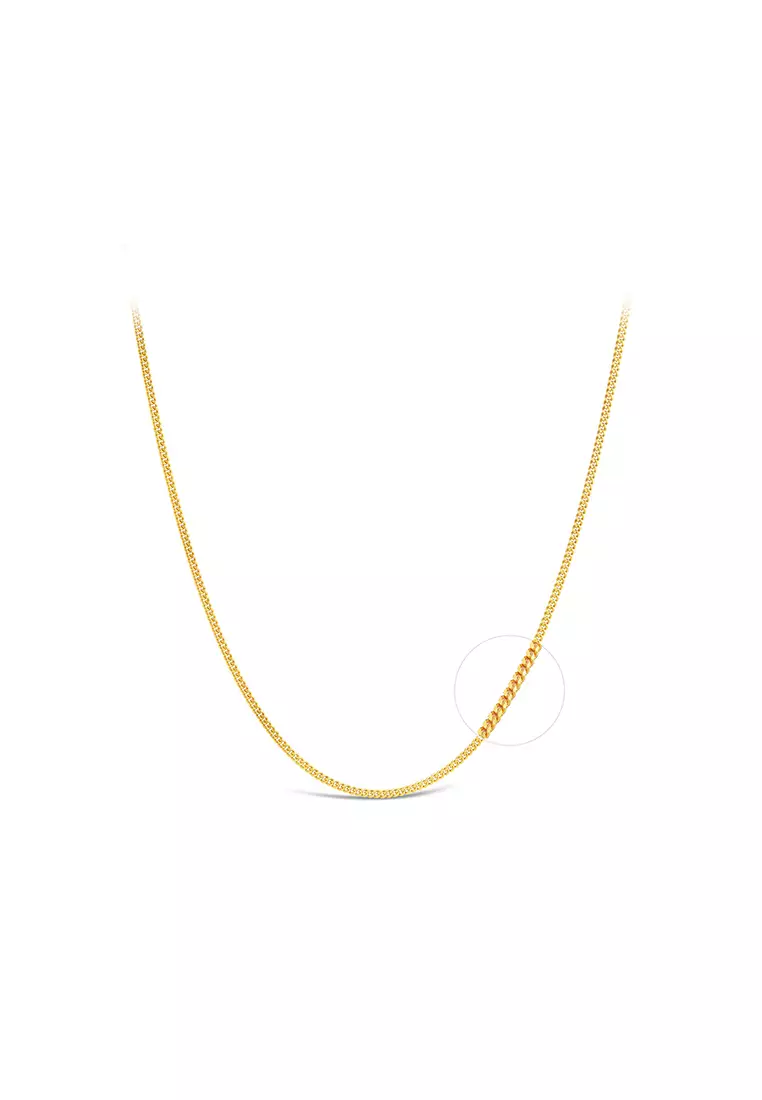 916/22K Solid Machine Curb Chain Necklace R002 (3.50MM, 60CM)