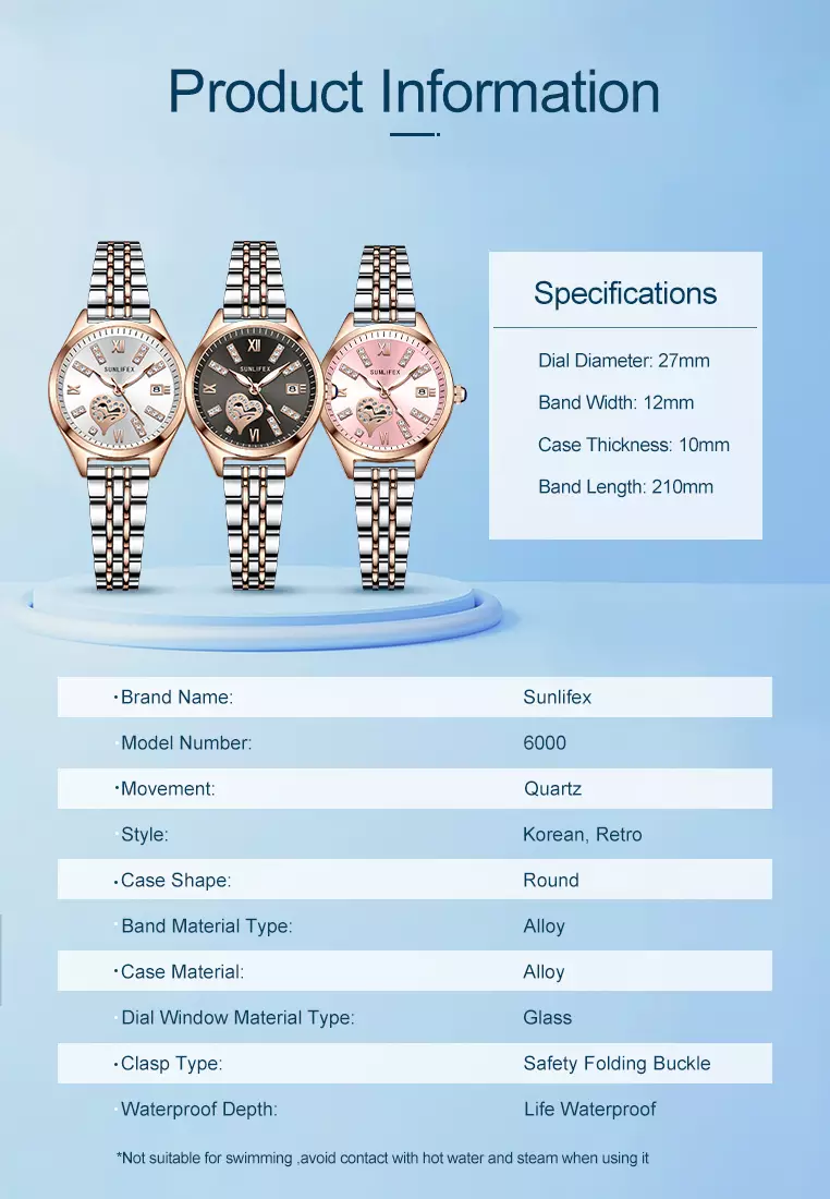 Jam Tangan Wanita 6000 Calendar Berlian Elegan Santai Jam Tangan Cewek rosepink