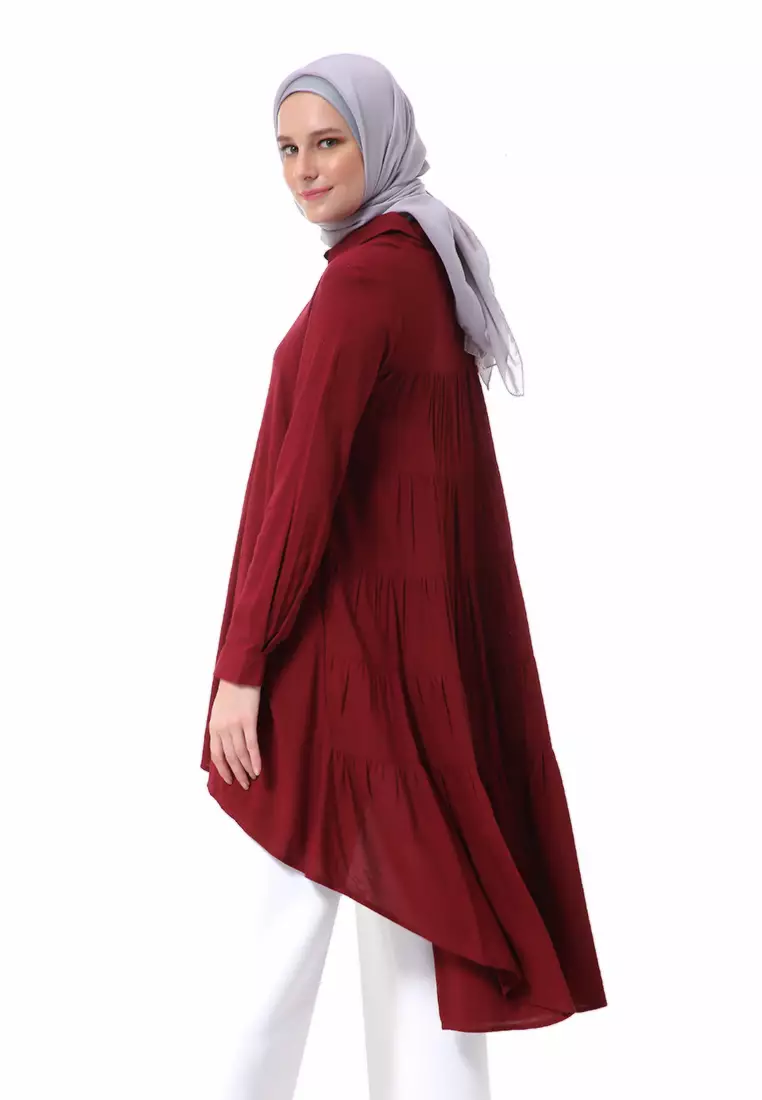 Adilla Tunik Long Sleeve Polos Regular Fit High Premium Quality - Dark Maroon