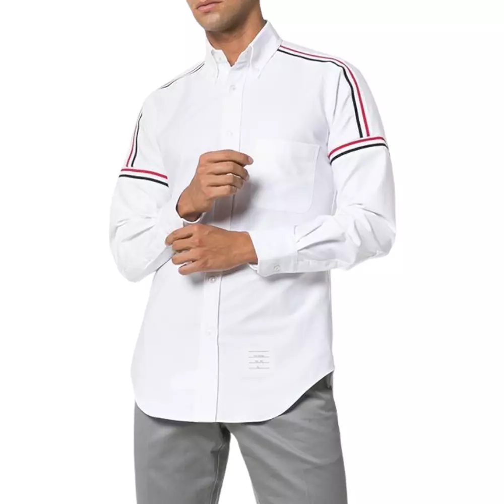 Oxford Seamed Elastic Stripe Classic Shirt White