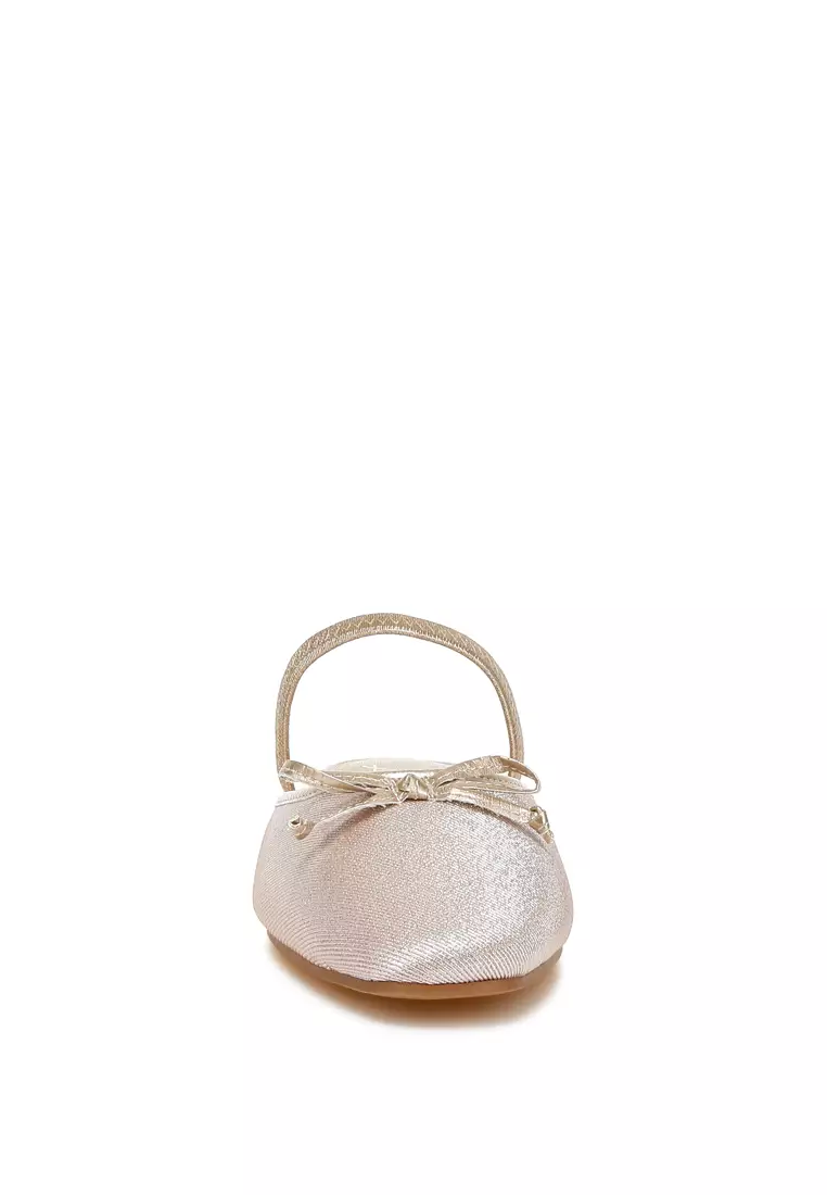 Sandal Balet Glitter Emas Sampanye