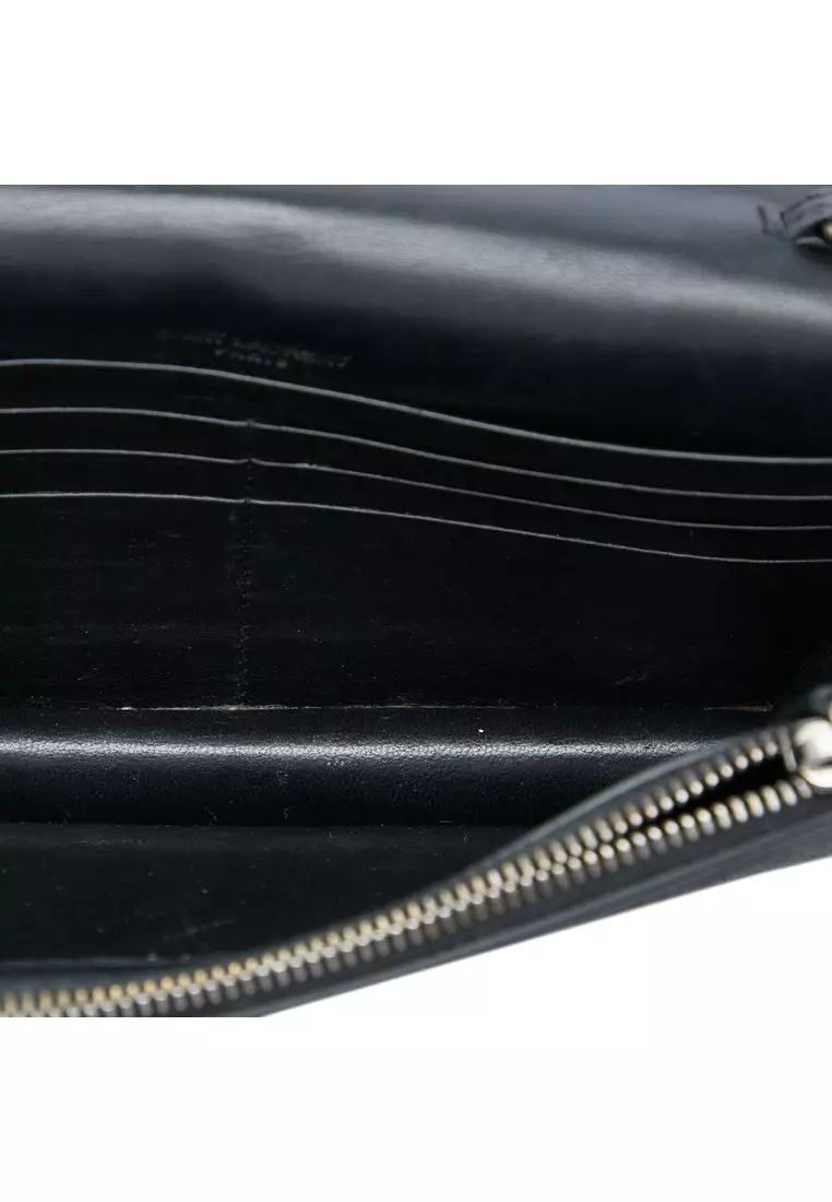 Pre-Loved Saint Laurent Beaded Suede Monogram Kate Tassel Wallet On Chain