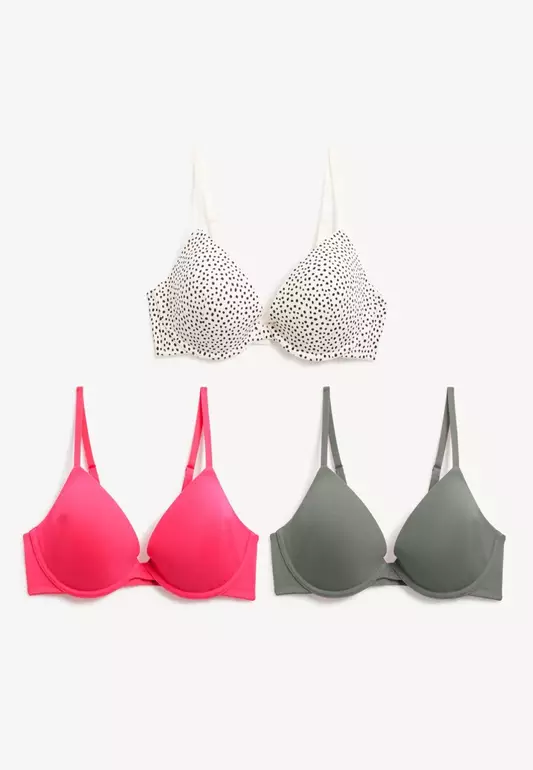 3Pk Wired Plunge T-Shirt Bras A-E