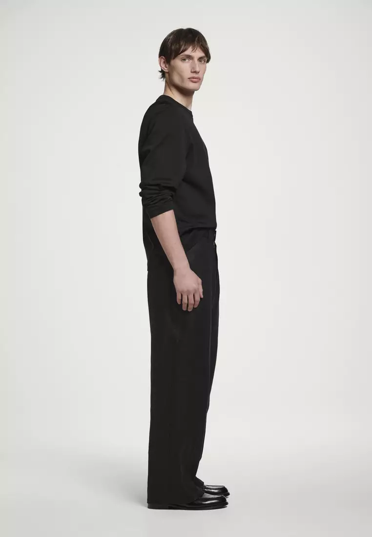 FLUID LINEN WIDE-LEG TROUSERS