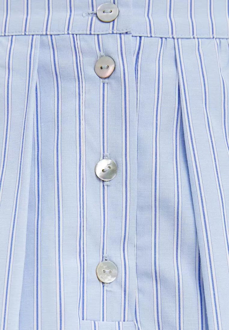 Striped Lace Trim Skirt - Light Blue