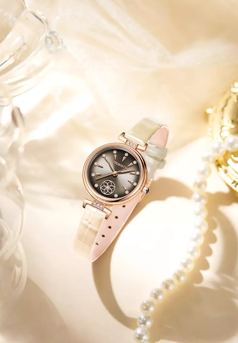 Jam Tangan Wanita Berlian Anggun Anti Air Kuarsa Tali Kulit Gaya Korea Jam Tangan Cewek
