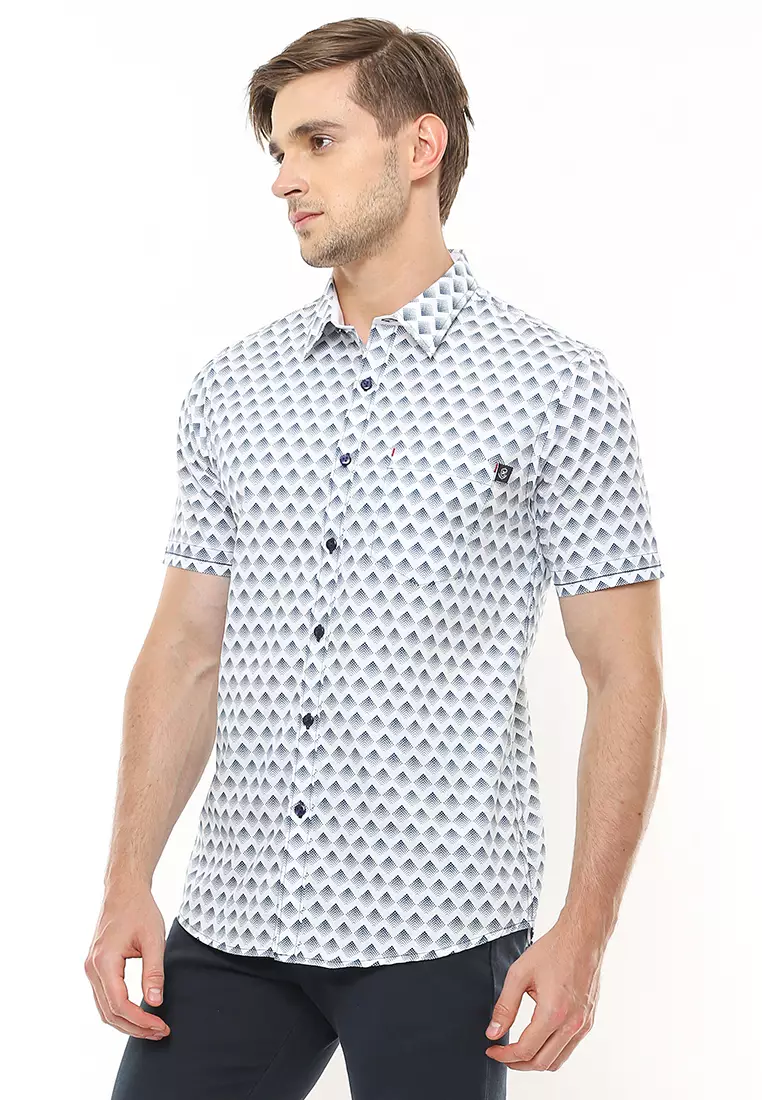 Johnwin - Kemeja Casual - Slim Fit - Motif - ASH.670.K880.700.C S/S