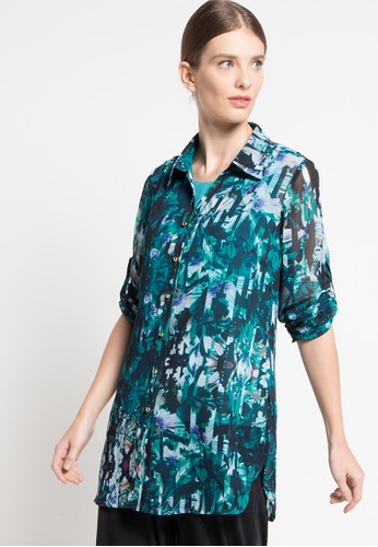 Abstract Print Shirt With Inner