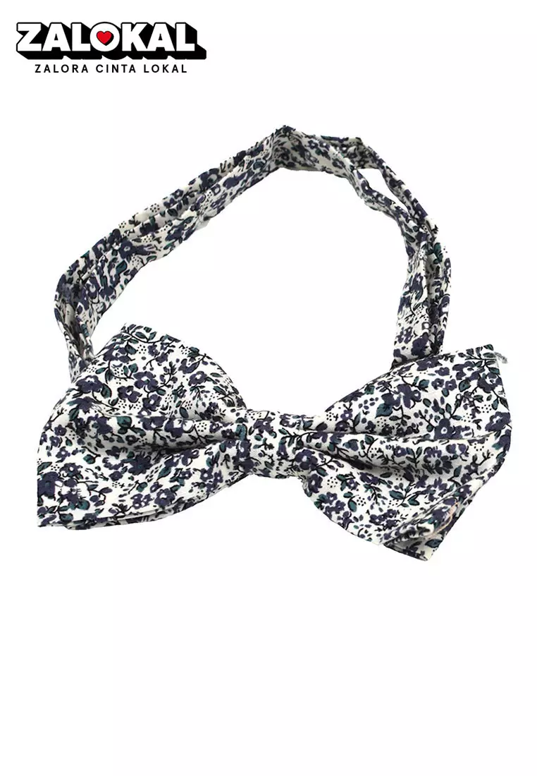 Dasi Kupu Bowtie Hitam Bunga A38