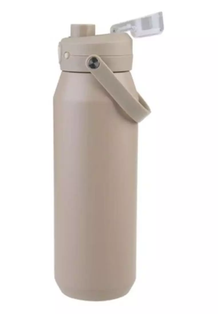 Oasis Ceramic Stainless Steel Triple Wall Capri Quick Release Drink Bottle 1L - Latte
