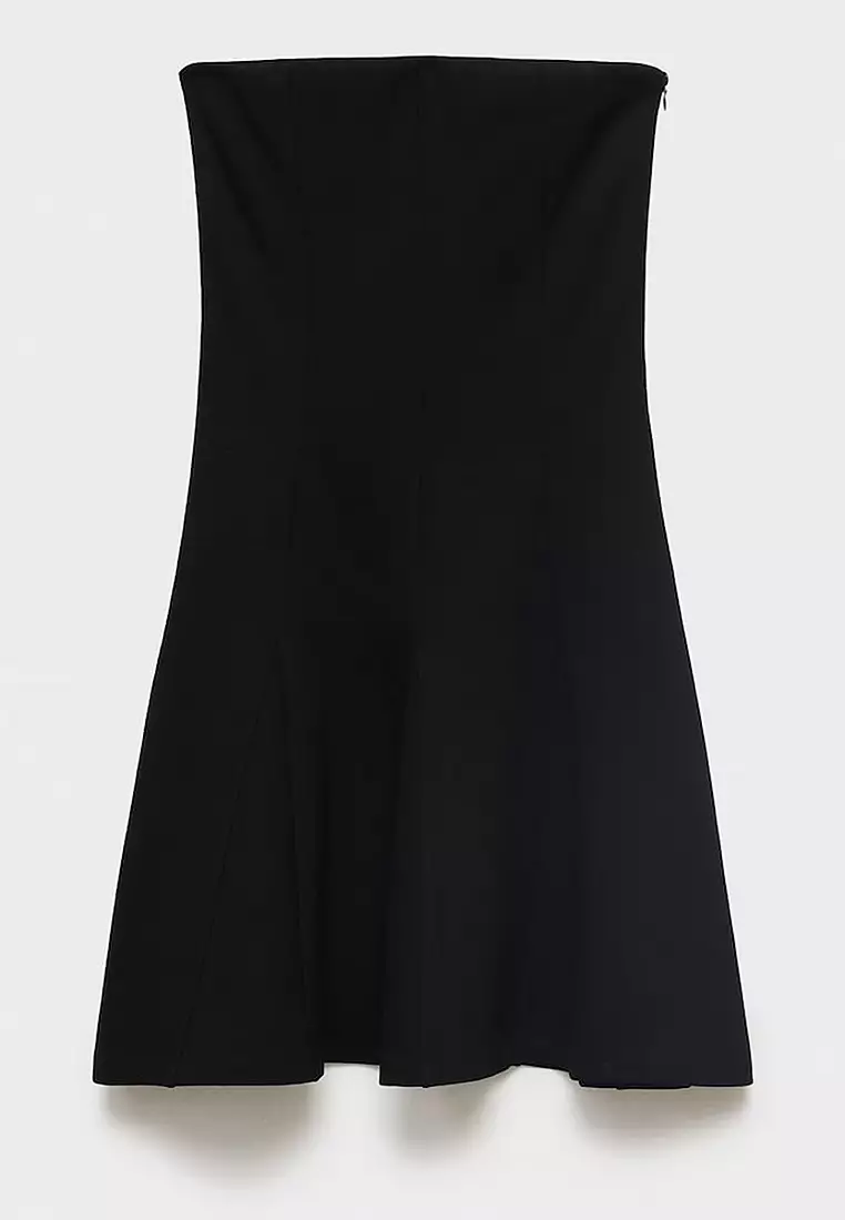 Short Strapless Dress With Pleats