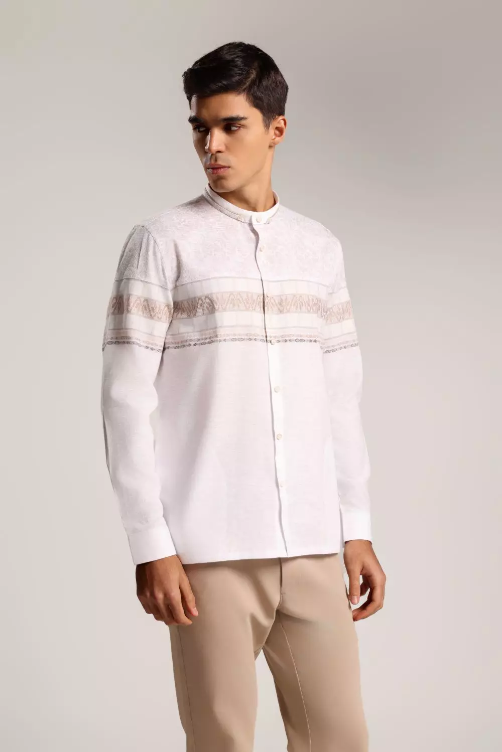 MOC Kemeja Koko Lengan Panjang Pria Hatif - White