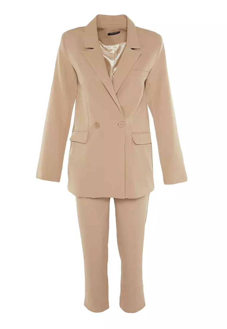 Mink Blazer Jacket-Pants Woven Two Piece Set TCTAW23US00132