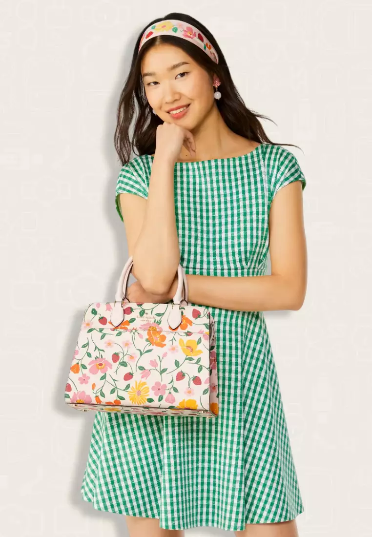 Kate Spade Madison Strawberry Garden Printed Medium Satchel Pink Multi