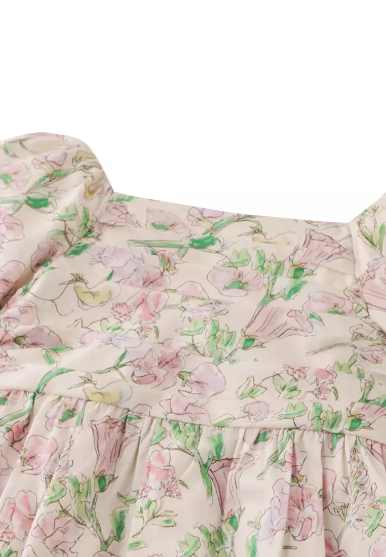 Natalia Dress Fleur With Ruched Bodice