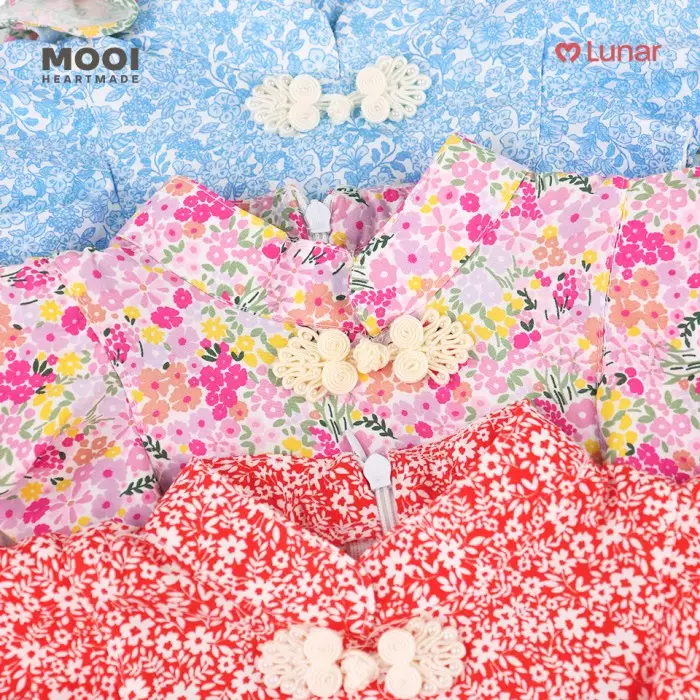 Mooi Dress Anak Perempuan Lunar Collection Daisy Cheongsam Dress - Sunny Lime