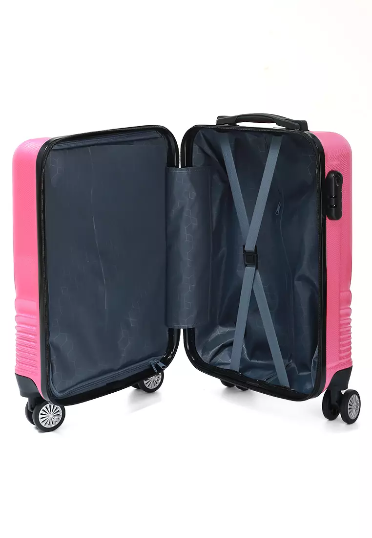 Kiosy Koper Suitcase Size 18 Inch Tas Travel Wheel Luggage Bag Material Fiber 31 ORIGINAL - Pink