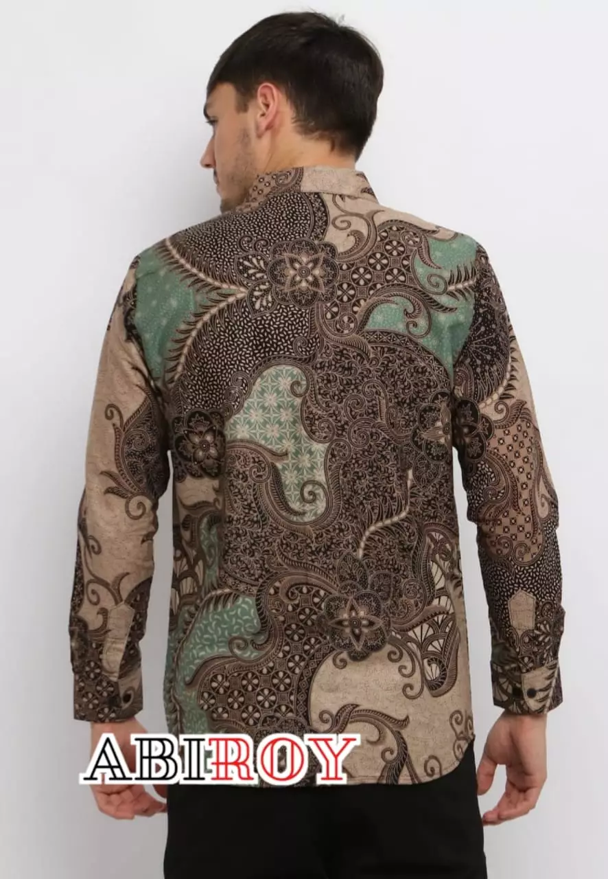 Kemeja Batik Pria Premium Slimfit Elegant Modern Lengan Panjang Trijata Ijo