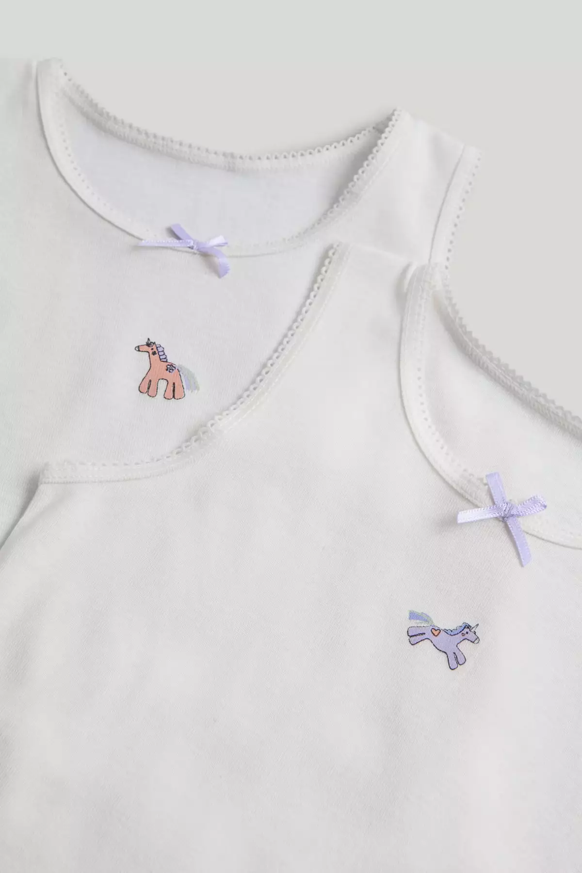Mothercare 2 Pack Party Horse Sleeveless Vests - Kaos Dalam Anak Perempuan (Putih)