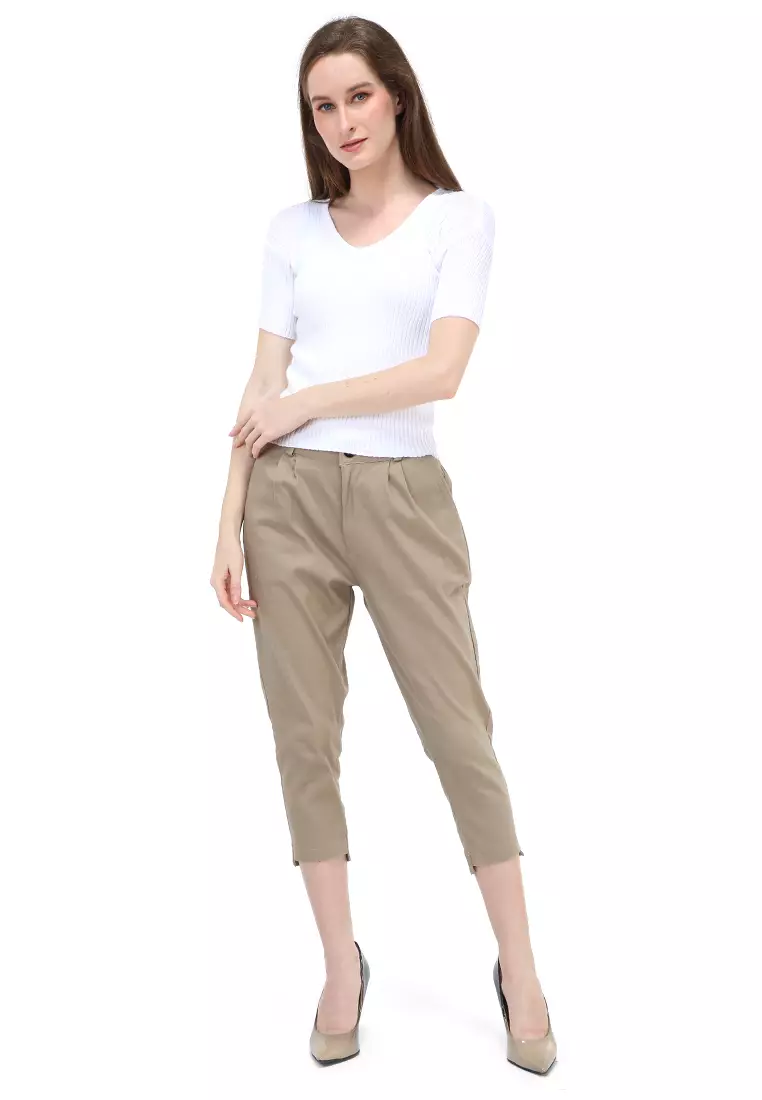 Amora Vneck Rajut Short Sleeves Atasan Casual Wanita - White