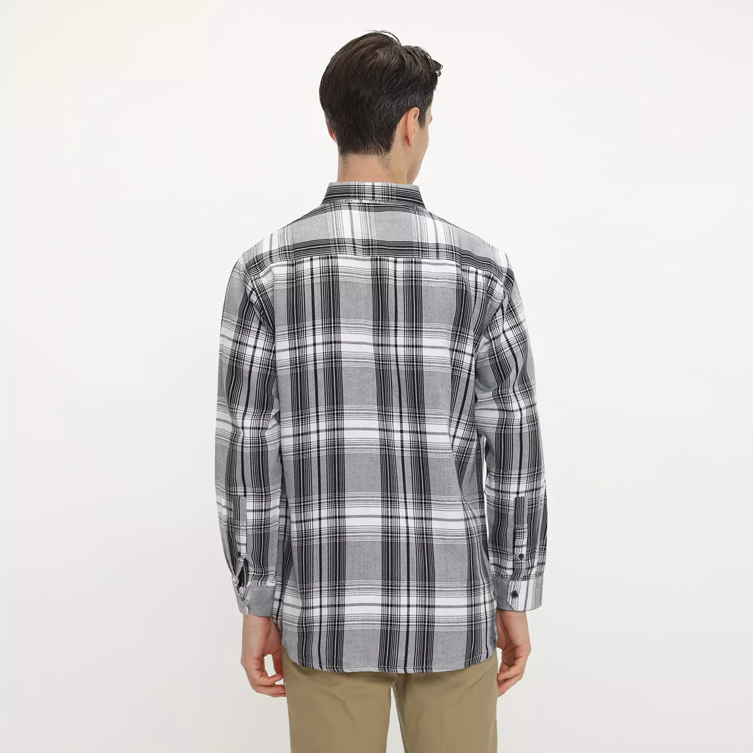 LARUSSO Kemeja Flannel Tencel Panjang - Grey Black N001