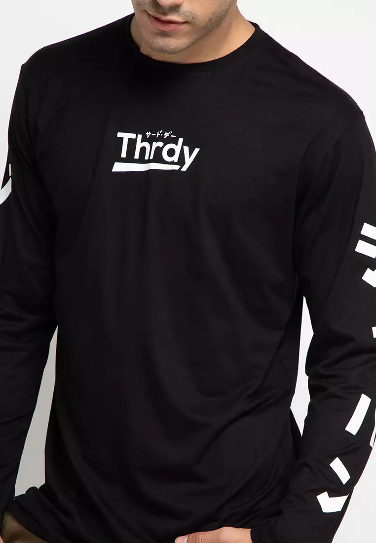 MTE50 long sleeve thrdy katakana arm blk T-shirt Hitam