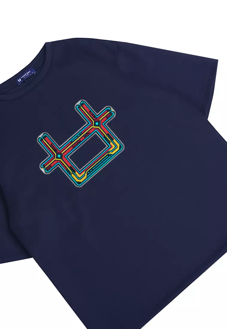 MTP52 kaos oversize abstrak abstract aesthetic bahan tebal scuba logo colorful circuit navy