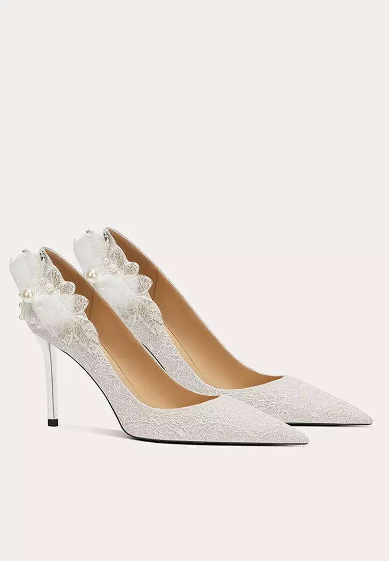 6CM Flower Lace Pointed Wedding Heels PX708-A80