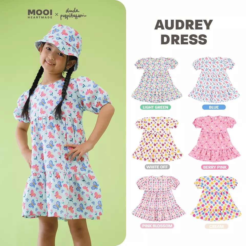 Mooi X Dinda Puspitasari Dress Anak Perempuan Audrey Dress - Berry Pink
