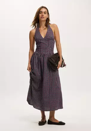 knee length dresses for ladies Arabella Cotton Maxi Dress-Pink Carnation Stem main image 0