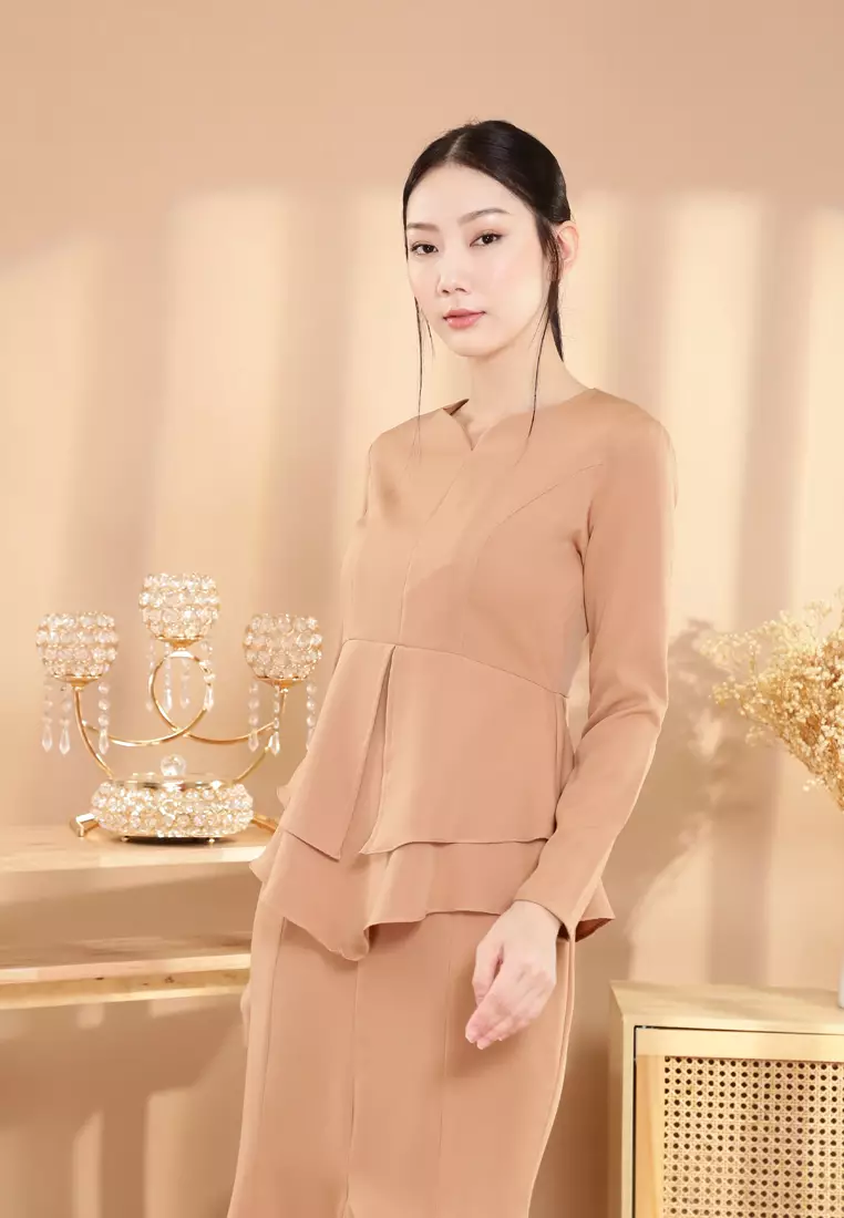 Serena Kurung Modern in Mustard Brown
