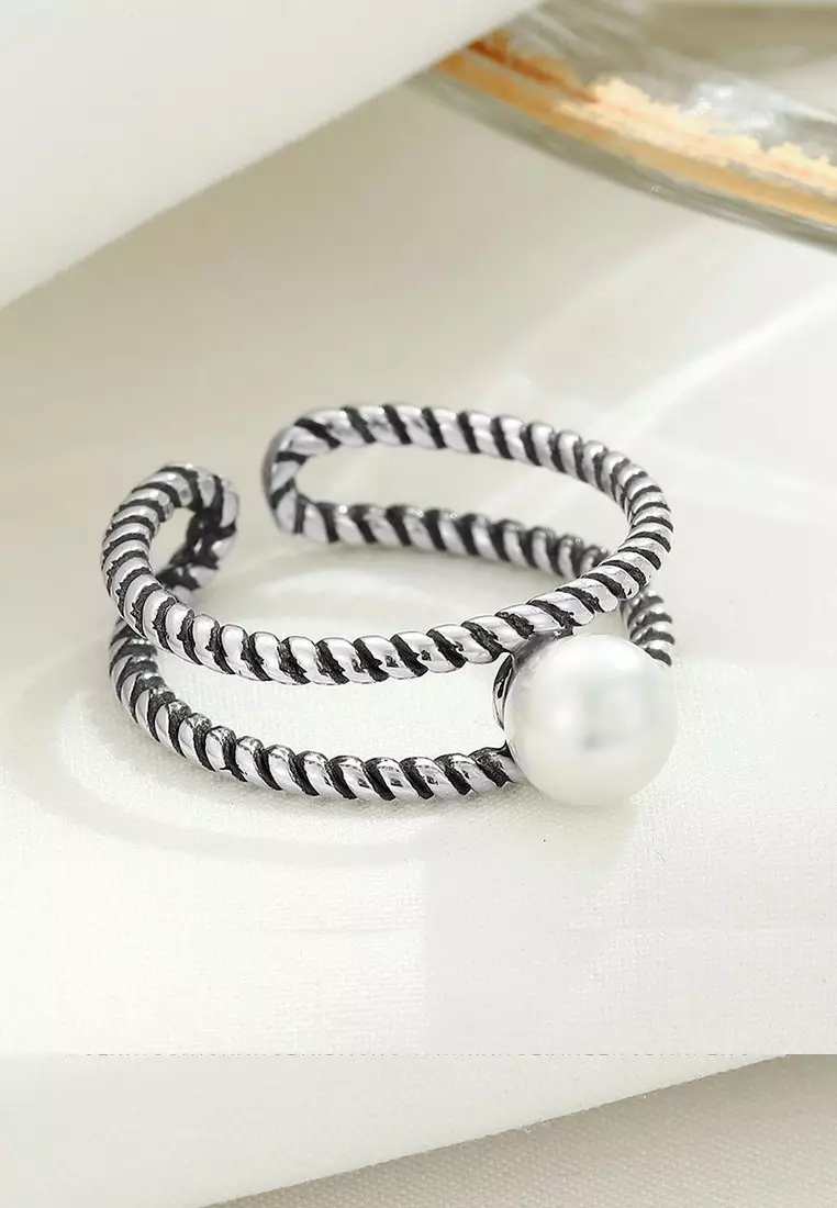 LDR24009 S925 Silver Pearl Ring