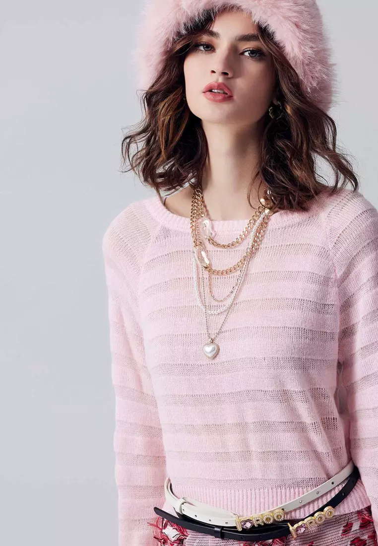 Long Sleeve Pink Knit Top
