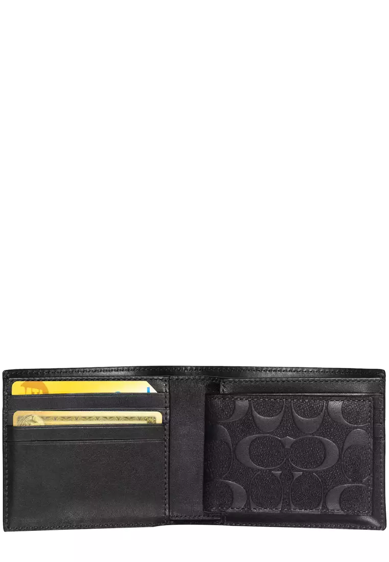 3 In 1 Wallet In Signature Leather in Black CR957