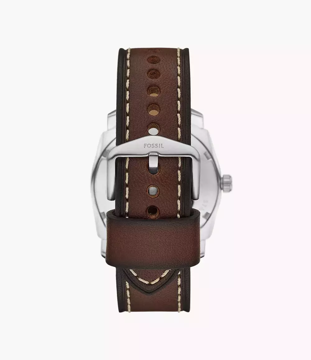 Fossil Machine Brown Leather Watch Bracelet Set Jam Pria 42MM FS6081SET